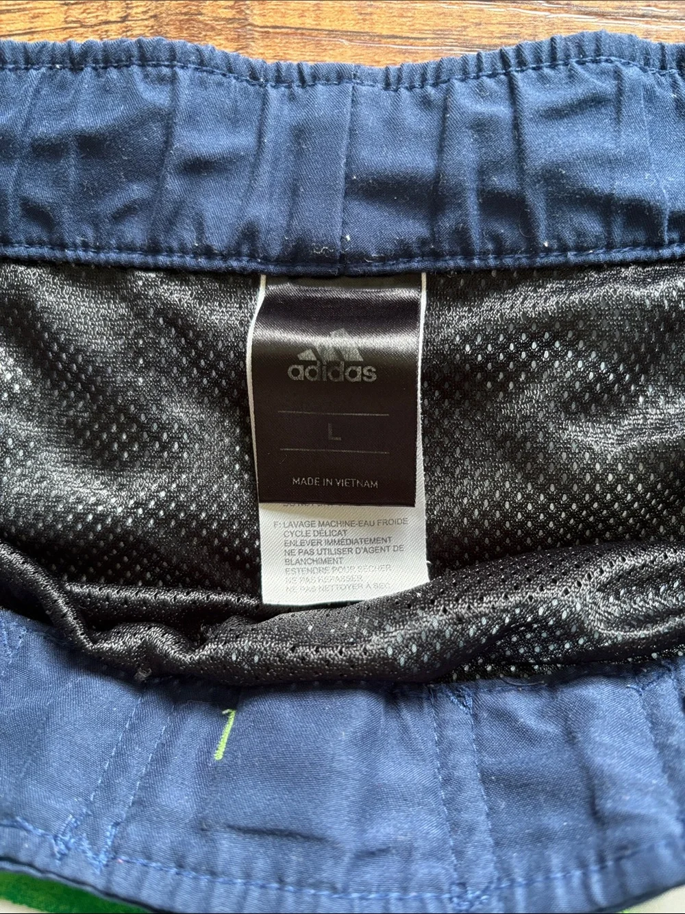 Adidas Mens' Green & Blue Stripe Swim Shorts